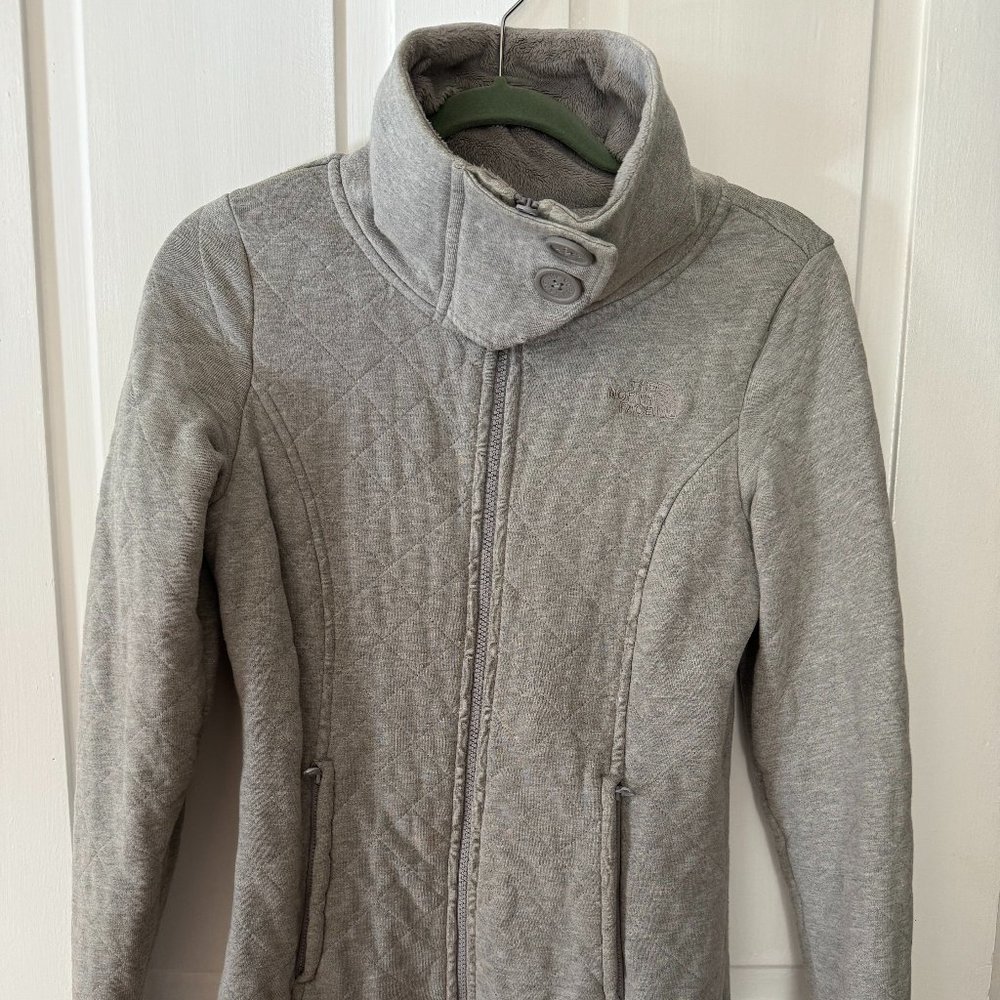 North Face Gray Quilted Cowl-Neck Jacket